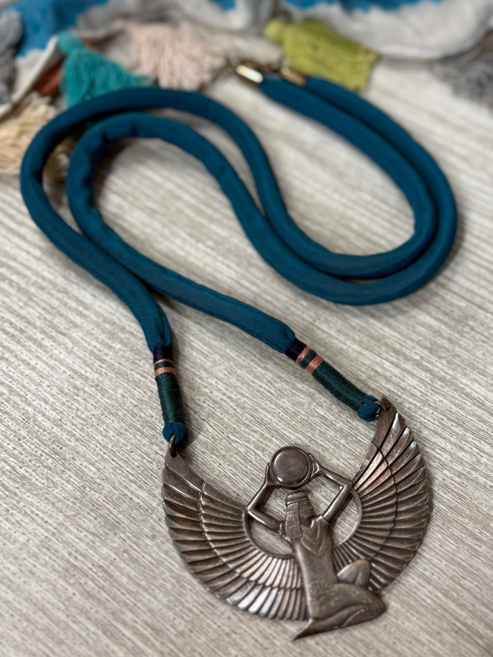 Vintage Laurel Burch Egyptian Revival Goddess Pendant Necklace